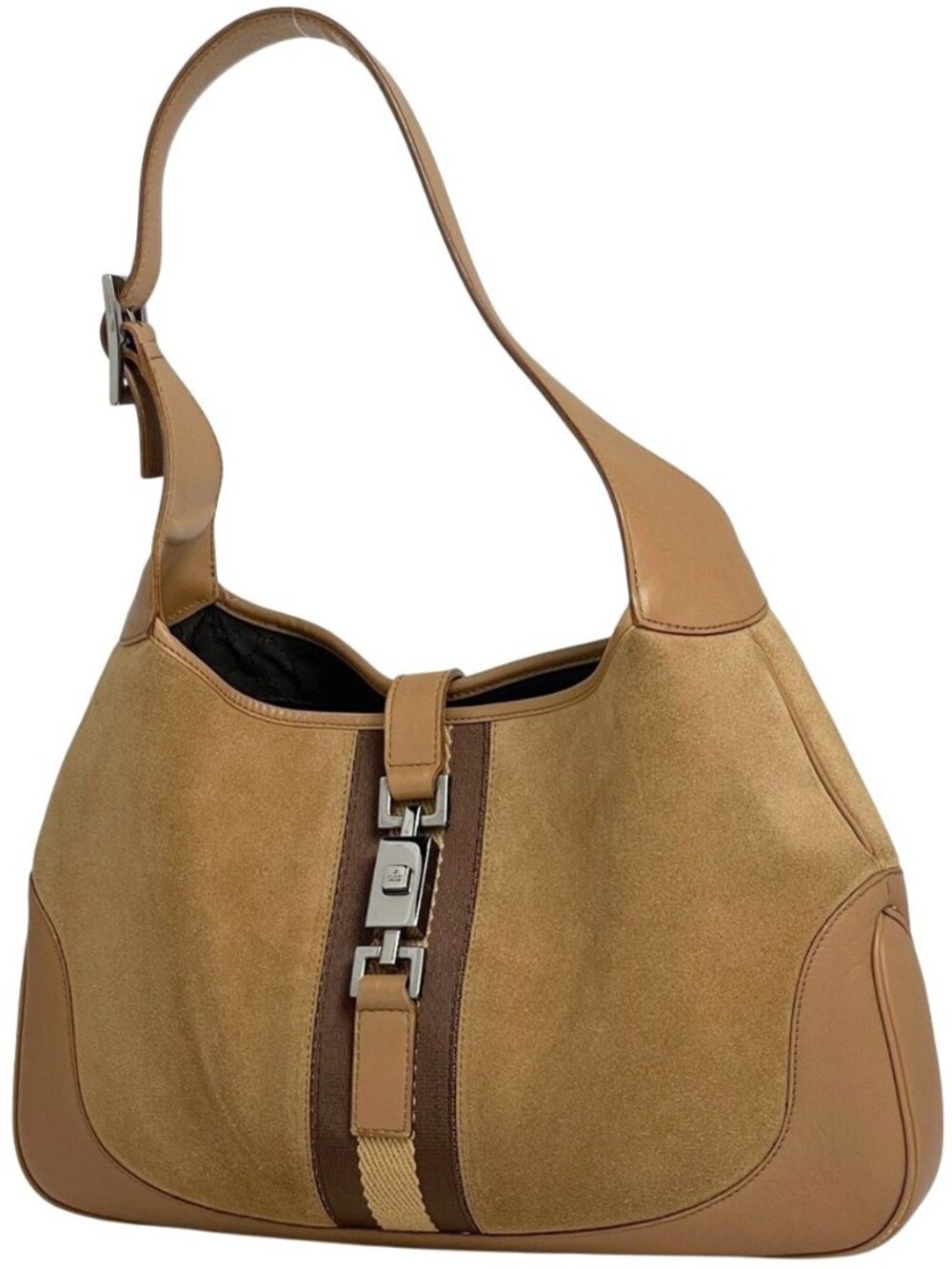 Gucci Jackie Line Shoulder Bag Leather Brown